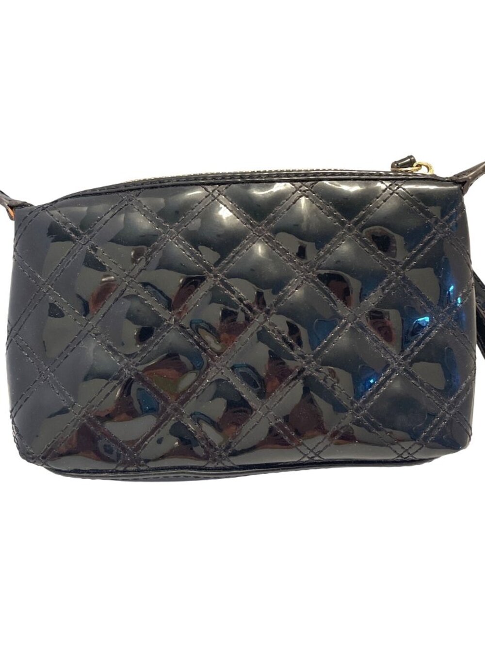 Wristlet Anne Klein Patent Leather Clutch Purse Lined Black Quilted Bag Vintage - Picture 6 of 12